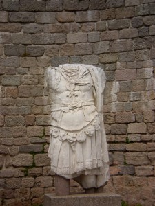 Statue of a soldier...but all I can think is "doth mother know you wearth her drapes?"!!