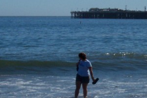 dipping my feet in the ocean in Santa Cruz