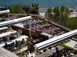 a look down at the cafe on the palace grounds--with stunning views of the Bosphorus